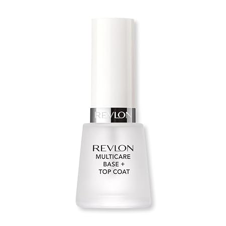 Revlon Multicare Base + Top Coat, 2 in 1 Nail Strengthener and Top Coat for Glossy Shine Finish, 0.5 oz