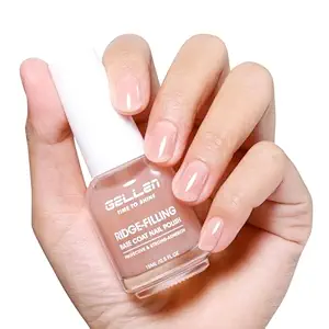 GELLEN Clear Nail Polish Ridge Filling Base Coat, Sheer Nude Tint Ridge Filler For Nails | Smooth Strengthen Nourish Damaged Dry Finger Nails | Shea Butter, Vit E, Protein | Toxin HEMA & TPO Free