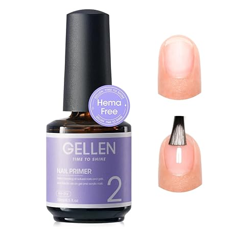 GELLEN Nail Primer No Lift 15ml Acid-free Gel Primer Fast Air Dry Superior Protein Nail Prep Bond Foundation for UV Gel Nail Polish, Press-on Nails and Acrylic Powder Nail Supplies Salon DIY at Home