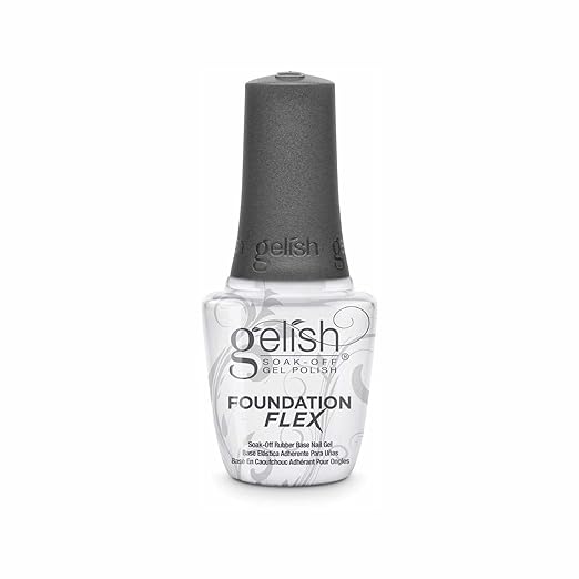 Gelish Foundation Flex – Flexible Base Coat for Nails, Ridge Filling, & Perfect Protection, Soak-Off Rubber Base Gel Nail Kit for Long-Lasting Nail Strength and Flexibility