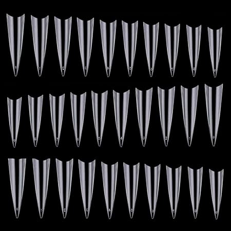 600 Pcs Stiletto Nail Tips for Acrylic Nails Long False Nails Clear Fakes Nails Half Cover False Nail Tips