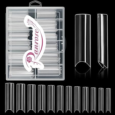 Ranrose 120PCS Extra Long Nail Tips,XXL Super Long Half Cover Deep C Curve False Nails 12 Sizes Tapered Square Press on Nails with Box