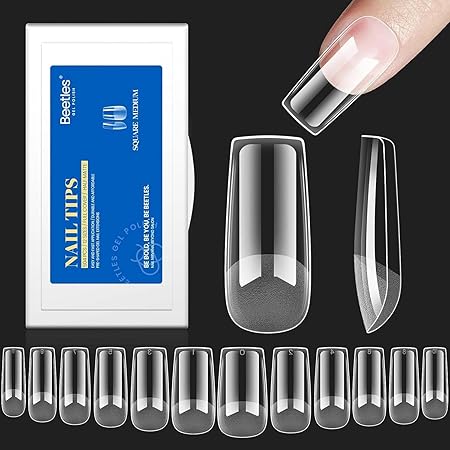 Beetles Gel Nail Tips Easy Medium Square Nail Extension 504Pcs Pre shaped Half Matte Nail Tips Press on Gelly Tips Full Cover False Nails Soak off Acrylic Nails Easy DIY Salon Gifts for Women